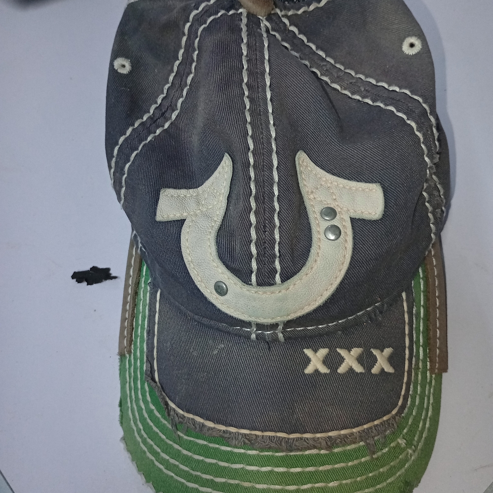 True Religion Black and Green Logo Cap